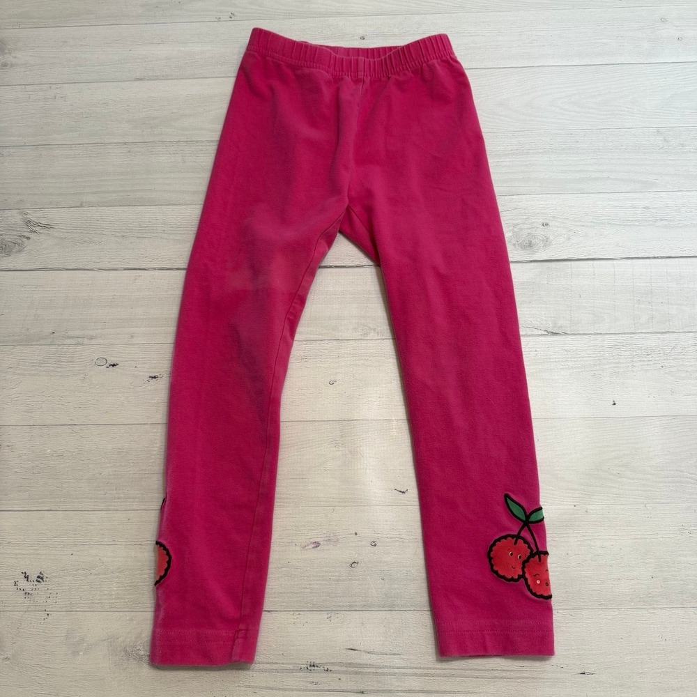 Hanna Andersson pink cherry applique‎ leggings 110/5
